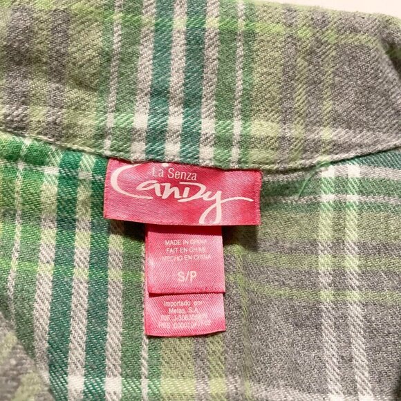 La Senza Candy Plaid Pajama Button Up Top Womens Size Small - Picture 2 of 16